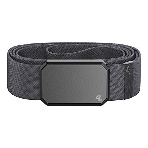 Groove Life Groove Belt Gun Metal/Stone - Men's Stretch Nylon Belt with Magnetic Aluminum Buckle, Lifetime Coverage - X-Large (41-50')