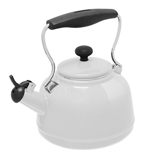 Chantal Tea Kettle, 1.7 QT, Vintage Series, Premium Enamel on Carbon Steel, Whistling, Even Heating & Quick Boil (White)