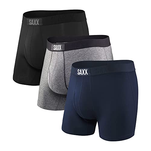 SAXX Underwear Co. Men's Underwear - Ultra Super Soft Boxer Briefs With Built-In Ballpark Pouch Support - Pack Of 3, Classic Ultra 18, Medium