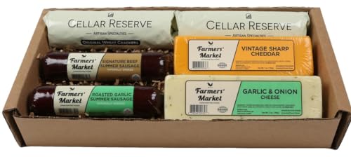 Farmers' Market Charcuterie Gift for Fathers Day, Wisconsin Cheese, Hickory Smoked Meat, Shelf Stable, Gourmet Meat and Cheese Platter, Small Original