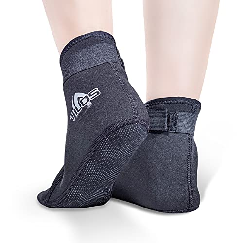 Tilos 2mm Neoprene Cinch Socks - Hypoallergenic, Non-Slip, Durable Water Socks for Diving, Snorkeling, Water Aerobics & More (3XL, Black)