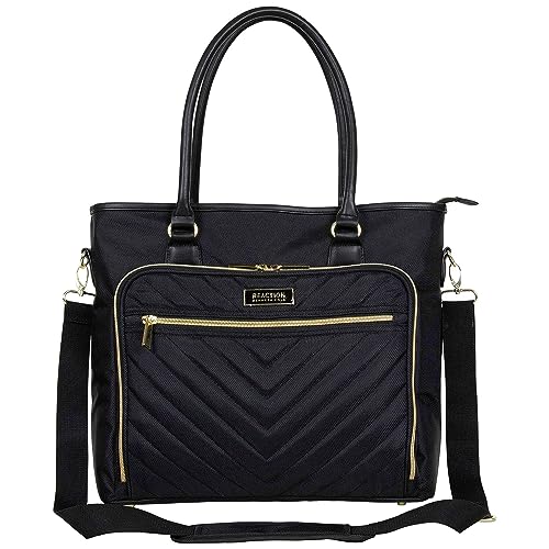 Kenneth Cole REACTION Chelsea Quilted Chevron 15' Laptop & Tablet Business Tote with Removable Shoulder Strap, Black