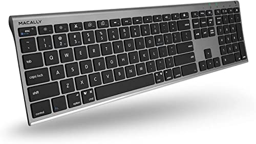 Macally Wireless Bluetooth Apple Keyboard for Mac iOS PC Android - Switch Between 3 Devices with Multi Device Mac Bluetooth Keyboard for MacBook Pro/Air, iMac