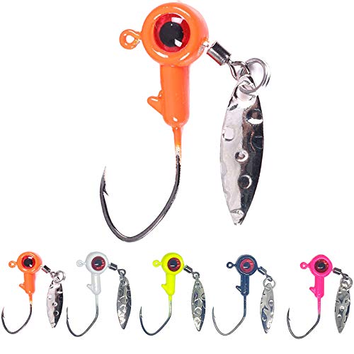 1/8 oz Jig Heads Freshwater Fishing Lures Jig Head with Eye Ball 25PCS Painted Hooks Fishing Jigs for Bass/Crappie (1/8 oz Crappie jigs)