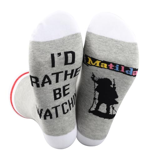 BWWKTOP Matilda Musical Socks Matilda Musical Gifts I'd Rather Be Watching Matilda Broadway Musical Theater Socks (Watching Matild)