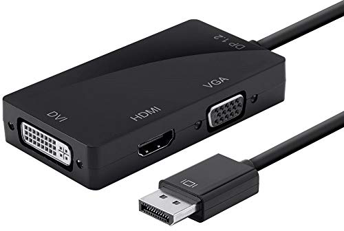 Monoprice DisplayPort 1.2a to 4K HDMI, Dual Link DVI, and VGA - Passive Adapter, Up to 4K Resolutions, Black