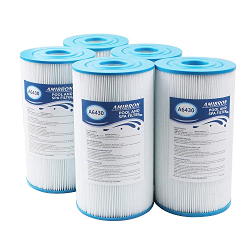 AmiBron 71825 Replaces Hot Springs Spa Filters, Compatible with Watkins 31489, Unicel C-6430, Pleatco PWK30, Filbur FC-3915, P/N0969601, 73178, 73250, 30 sq.ft.Pleated Fabric Filter Media 5 Pack