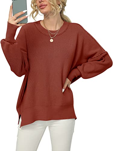 ANRABESS Women's Cozy Long Sleeve Round Neck 2023 Fall Fashion Sweaters Soft Rust Knitted Casual Winter Oversized Pullover Sweater 305xiuhong-S