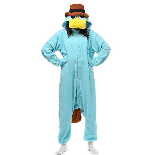 NAITOKE Adult Unisex Perry The Platypus Onesie Pajamas Homewear Sleepwear,160-169cm(5'3'-5'6')