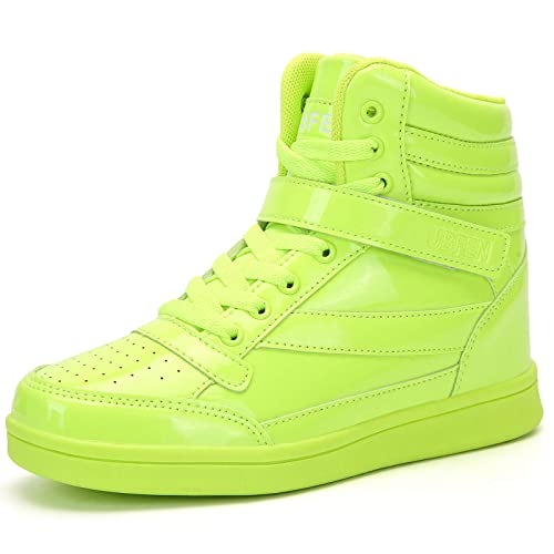 UBFEN Womens high top Ankle Support Sneakers Vibrant Green Wedge Heel Retro 80s Tennis Shoes for Girls Cosplay Removable Insole Footwear