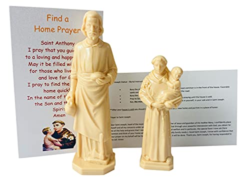 Westmon Works Saint Joseph and St Anthony Home Seller and Finder Kit Mini Statues with Prayer Cards for Selling and Buying a House