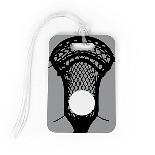 Guys Lacrosse Luggage & Bag Tag | Large Lacrosse Stick | Custom Info on Back | Medium | Gray/Black