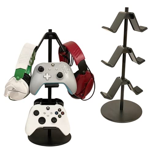 Evelots 3 Tier Game Controller Holder Stand, Headphones Hanger Organizer, Adjustable Universal Gaming PC Accessories, Xbox Nintendo PS4 PS5, Black