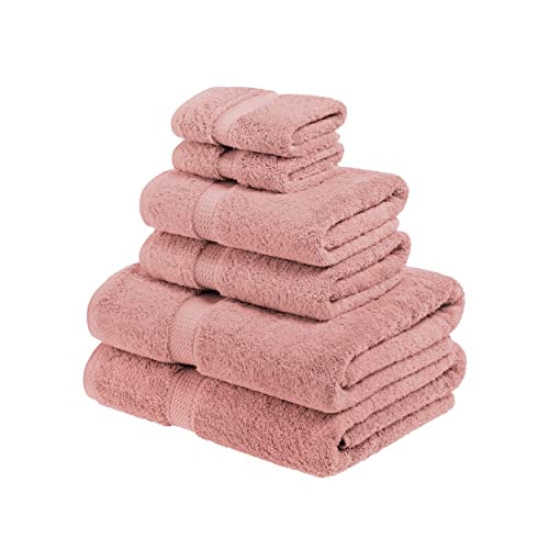 SUPERIOR Egyptian Cotton 800 GSM Towel Set, Includes 2 Bath Towels, 2 Hand Towels, 2 Face Towels, Luxury Plush Bathroom Essentials, Ultra Thick, Spa, Shower, Guest Bath, Apartment, Home, Tea Rose