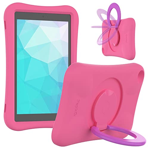 PEPKOO Kids Case for Fire HD 10 Tablet - 9th 7th Generation 2019 2017 Release, Lightweight Flexible Shockproof, Folding Handle Stand, Full Body Rugged Cover for Amazon Kindle Fire HD 10, Pink Purple