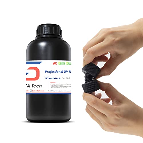 Siraya Tech Tenacious Flex 3D Print Resin More Flexible 405nm UV-Curing Resin with Faster Rebound High Impact Resistance High Precision Tough Standard Resin for LCD DLP 3D Printing (1kg, Flex Black)