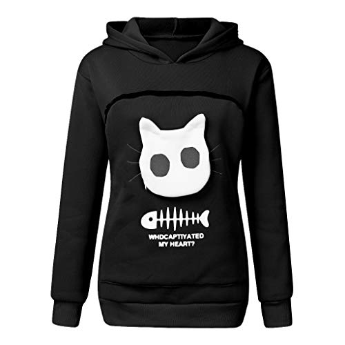 Workout Clothes For Women,Women Sweatshirt Hoodie Steelers Hoodie Red Women Women’S Sweatshirt Animal Pouch Hood Tops Carry Cat Breathable Pullover Blouse Women's Zip Up Oversized (Black0,Large)