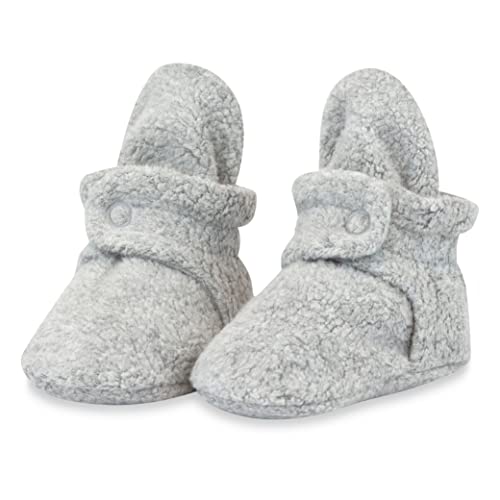 Zutano Cozie Fleece Baby Booties, Unisex Baby Shoes for Infants and Toddlers, 3M, Heather Gray