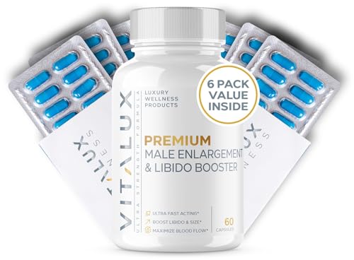 VITALUX || #1 Dosed Premium Erection Support & Libido Booster || Fast-Acting Blood Flow, Size & Firmness for Men's Enhancement | L-Arginine + 18 Ingredients | 3rd Party Tested + USA Made - 60 Pills