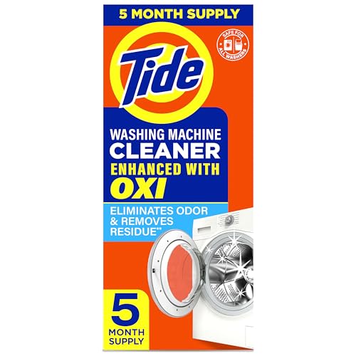 Washing Machine Cleaner by Tide, Washer Machine Cleaner with Oxi for Front and Top Loader Washer Machines, Deep Cleaning Residue & Odor Eliminator, 5 Month Supply (Packaging May Vary)