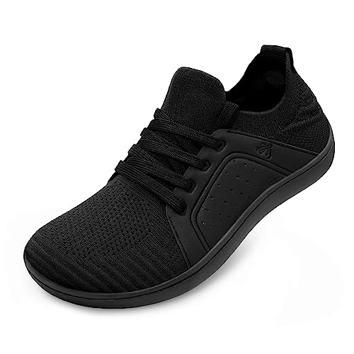 LeIsfIt Womens Walking Shoes Wide Toe Barefoot Shoes Minimalist Zero Drop Shoes Breathable Fashion Sneakers Black