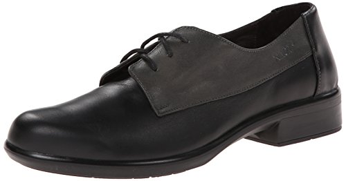 NAOT Footwear Women's Kedma Lace Up Shoe Black Lthr/Gray Combo 8 M US,Jet Black Lthr/Tin Gray Lthr/Black Madras Lthr