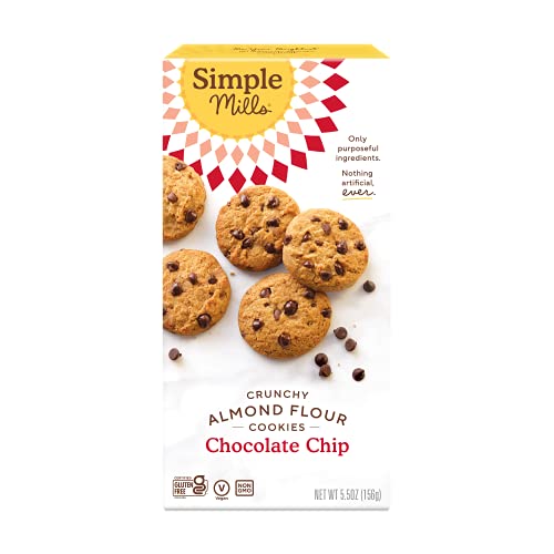 Simple Mills Almond Flour Crunchy Cookies, Chocolate Chip - Gluten Free, Vegan, Healthy Snacks, Made with Organic Coconut Oil, 5.5 Ounce (Pack of 1)