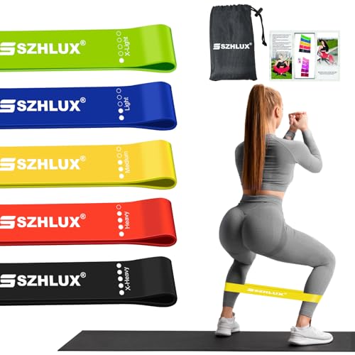 SZHLUX Resistance Bands Set with Instruction Guide and Carry Bag, Versatile for Body Sculpting, Strength Training, and Rehabilitation-Set of 5
