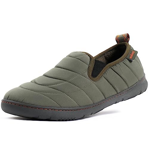 Nuhaus Men's SKI Loafer Slippers with Comfort Memory Foam, Slip On Indoor Outdoor House Shoes(2023,ArmyGreen,Size 11)