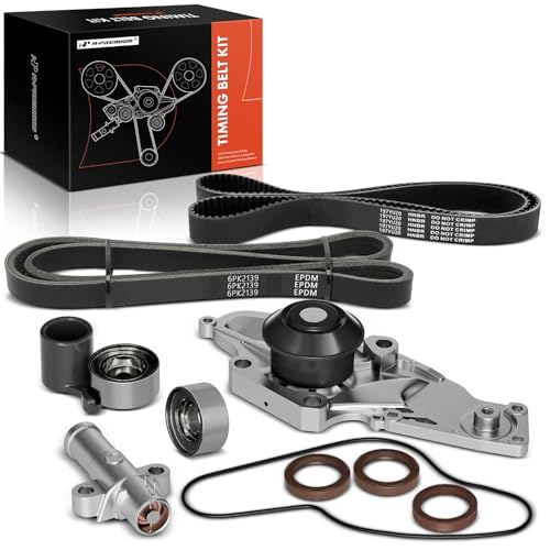A-Premium Timing Belt Kit & Water Pump Compatible with Honda, Acura & Saturn Cars 2003-2018 - Accord, Odyssey, Pilot, Crosstour, Ridgeline, RDX, MDX, RL, TL, TSX, ZDX, Vue - SOHC V6 3.5 3.7 3.2 3.0L