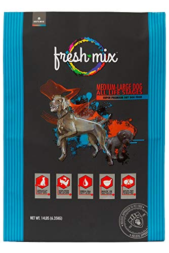 ARTEMIS Fresh Mix Dry Dog Food – Premium Meat Recipe Health Nutrition Protein Omega 3 6 Medium Large Adult Puppy All Life Stages 14lb Bag