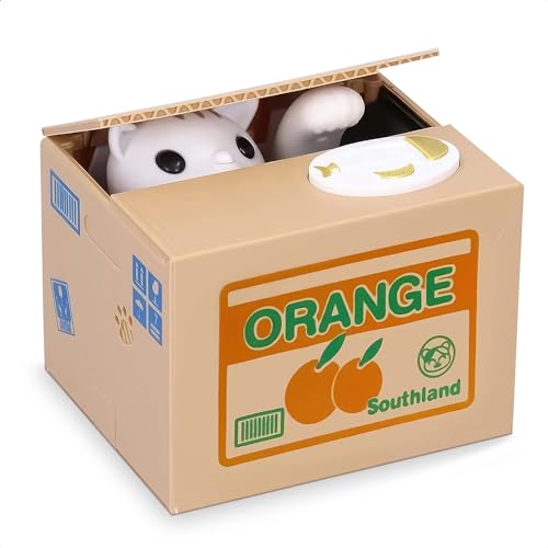 White Cat Hello Kitty Piggy Bank - Coin Counter Piggy Bank for Kids Cat in a Box Piggy Bank Toy Kids Money Gift Box - Lucky Cat Coin Bank Kitty Cat Piggy Bank Girls Piggy Bank Counter Great Box