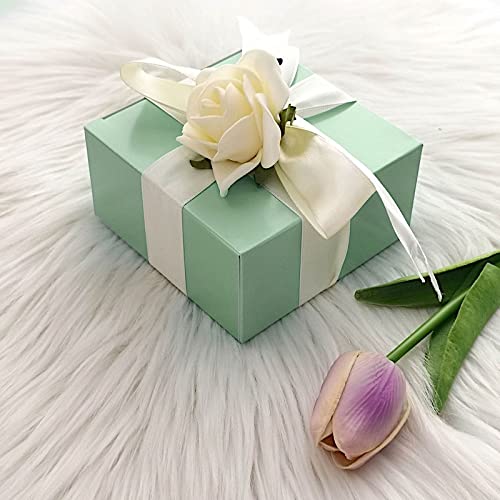 100 Pcs of 4'x4'x2' Cake Wedding FAVORS BOXES with Tuck Top Party Gift Favors Sage Green