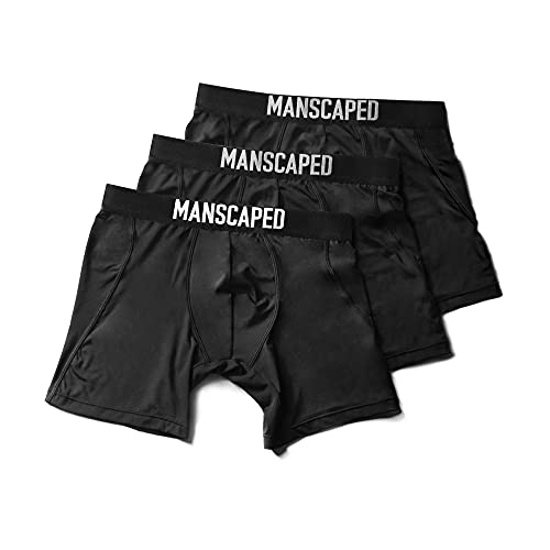 MANSCAPED Men’s Anti-Chafe Athletic Performance Boxer Briefs (3pk - Large) Black