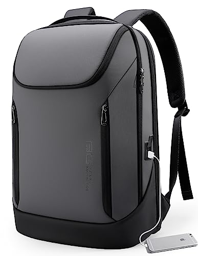 BANGE Business Smart Backpack Waterproof fit 15.6 Inch Laptop Backpack with USB Charging Port,Travel Durable Backpack (Grey(three Pocket), Large)