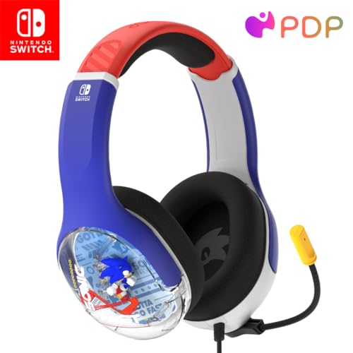 PDP REALMz Wired Gaming Headset for Nintendo Switch/Lite/OLED, 3.5mm Headphones Audio Jack for tablets/PC/console/laptop, Officially Licensed SEGA Sonic Superstars: Sonic Go Fast