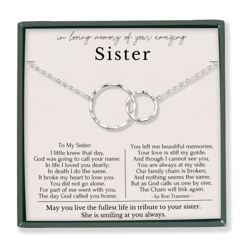 Sympathy Gift for Loss of Sister Necklace Memorial Sentimental in Loving Memory of Baby Little Big or Twin Sister or Friend Unique Ideas Condolences of Passing Away of Sister Jewelry Gold / Silver