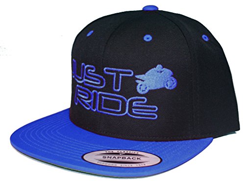 JUST RIDE Street Bike Hat Flat Bill Snapback (Royal Blue)