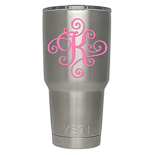 ViaVinyl Monogram die cut decal/sticker. CLICK FOR COLOR/LETTER OPTIONS. AVAILABLE IN FOUR COLORS AND ALL LETTERS A-Z! Great for windows, Yeti and RTIC tumblers, Macbooks and more! (Letter 'K', Pink)