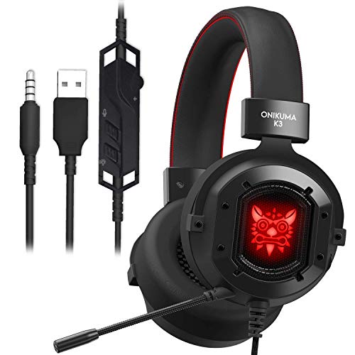 Gaming Headset, GAKOV Gak3 Cool RGB Light, Metal Iron Mesh, HD Clear Hose Microphone Gaming Headphones, 40mm Super Bass Speakers, Soft Memory Earmuffs for Laptop/Mac/Computer/PS4