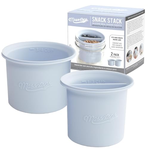 Masontops Snack Stack - Mason Jar Divider Overnight Oats Jars Salad Jars For Wide-Mouth Mason Jars for Overnight Oats Oatmeal Container, Storage Container, Salad Jars Insert For Meal Prep To Go