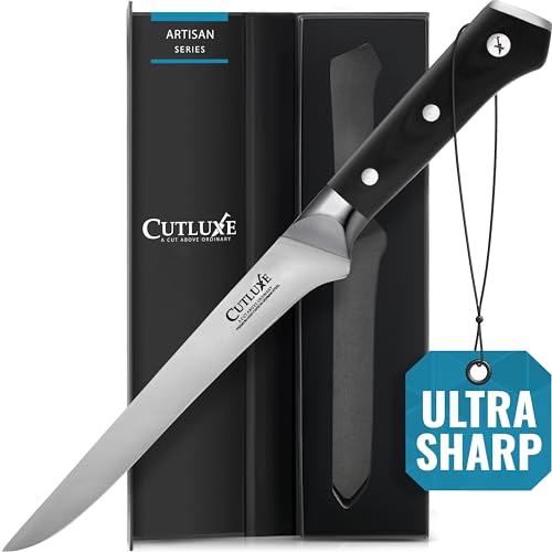 Cutluxe Boning & Fillet Knife – 6' Deboning Knife, Perfect for Meat Trimming – Razor Sharp Blade from High Carbon German Steel – Full Tang & Ergonomic Handle Design – Artisan Series