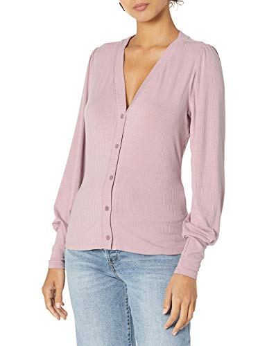 PAIGE womens Danica Up Long Sleeve Cardigan Button Down Shirt, Mauve Shadows Multi, Medium US