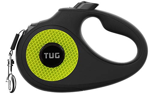 TUG Reflective 360° Tangle-Free Reflective Retractable Dog Leash | 16 ft Strong Nylon Tape (Small)