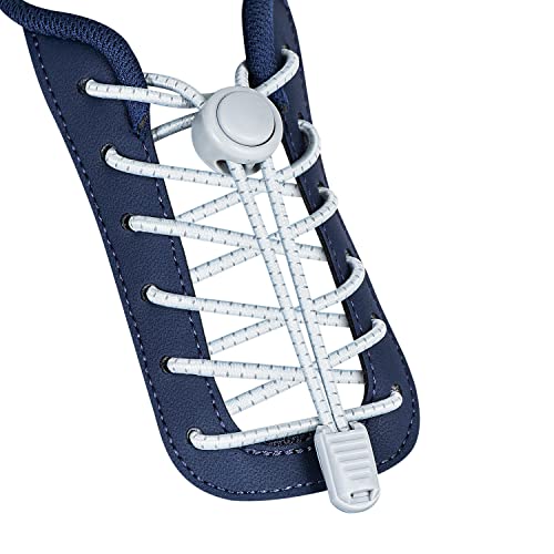 No Tie Shoelaces - Tieless Elastic Shoe Laces - Strong Lock Shoelaces for Sneakers - One Size Fits All for Adults and Kids (Gray)