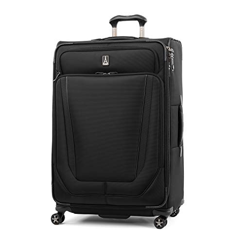 Travelpro Crew Versapack Softside Expandable 8 Spinner Wheel Checked Luggage, USB Port, Men and Women, Jet Black, Checked Large 29-Inch