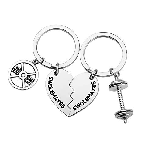 SEIRAA Keychain Workout Jewelry Fitness Gift Weightlifting Keychain Fitness Couples Gift Friendship Keychain (Keychain)