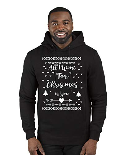 Wild Bobby All I Want for Christmas is You Ugly Christmas Sweater Premium Graphic Hoodie Sweatshirt, Black, X-Large