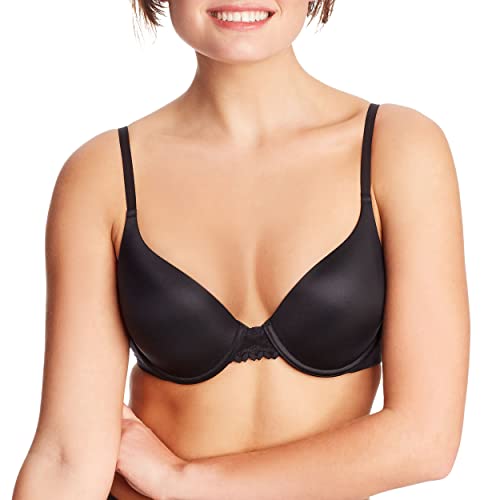 Maidenform DreamWire Underwire Bra, No-Poke Push-Up Bra, Moderate Coverage, Convertible T-Shirt Bra, Black, 34C