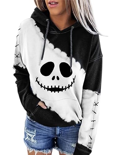 Romever Nightmare before Christmas Hoded Sweatshirt, Jack Skellington Oogie Boogie Hoodie (Halloween1,Small)